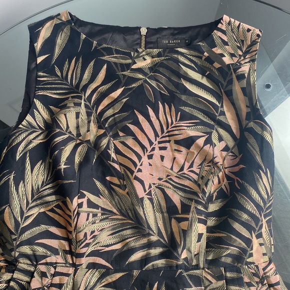 TED BAKER Louryn Palm Pattern Jacquard Dress Size 10 US (Ted Size 4) - Picture 8 of 10